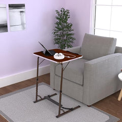 TABLE MAGIC- BADE Multipurpose Laptop Table Mat Finish - Adjustable, Foldable, Portable, Engineered Wood Top with Footrest, Top Size 60 * 45cm (X-Large, Midnight Black)