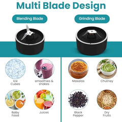 Crompton Ameo Blend | Nutri blender | Smoothie Maker | Mixer Grinder | 400 watts powerful motor | 2 Food grade jars | Sipper Cap | Storage lid | 2 years warranty | Black & Sea Green Color