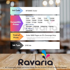 Ravaria Refill Ink for HP GT51XL/53XL GT 52 for HP Ink Tank 115,310,315,319,410,415,416,419,455,500,515,530,589,615,750,790,670,GT5810,GT5811,GT5820(GT51XL + GT52CMY(4 Color Set),Multi-Color Pack)