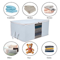 Kuber Industries Leheriya Design Underbed Storage Bag, Storage Organiser, Blanket Cover Set Of 3 (Royal Blue, Non-Woven), 65 x 47 x 33 Centimeters