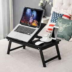 DDS Dream Decor Shoppee Wood Portable Laptop Table Adjustable Height With 1 Drawer (Blue)