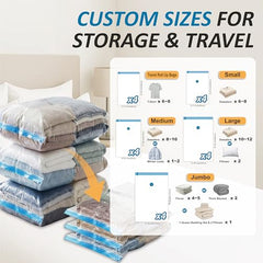 16 Travel Compression Bags Vacuum Packing, Roll Up Travel Space Saver Bags for Luggage, Cruise Ship Essentials (6 Large Roll/6 Medium Roll/4 Small Roll)