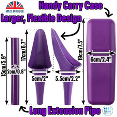 SHEWEE Flexi + Case - Reusable Pee Funnel – A Flexible, Larger Version Of The Original Female Urination Device Since 1999! Quickly, Easily & Discreetly, Wee Standing Up. Comes with Pipe & Case (Black)