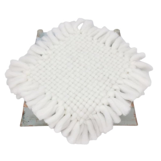 MOMISY Braided Knit Throw Braided Rug Blanket, New Born Baby Photography Photoshoot Props (White, 45 * 45 cm)