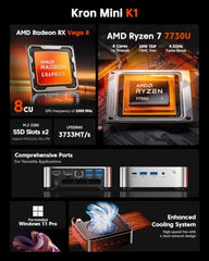 ACEMAGICIAN M1 Mini PC AMD Ryzen 7 6800H 32GB DDR5 1TB PCle SSD Mini Computers (8C/16T, up to 4.7GHz), Windows 11 Pro Radeon 680M 4K Triple Display Desktop Computers 3.2Type-C/LAN 2.5G/BT5.2/WiFi 6