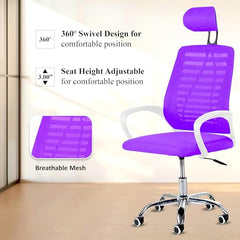 Casa Copenhagen Mesh Mid Back Office/Study/Computer/Revolving/Desk Chair for Work from Home -Metal Base, Height Adjustable Seat - Grey Milange & Black Handle