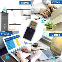 CLUSPEX USB WiFi Bluetooth Adapter, 600Mbps Dual Band 2.4/5Ghz Wireless Network External Receiver, Mini WiFi Dongle for PC/Laptop/Desktop