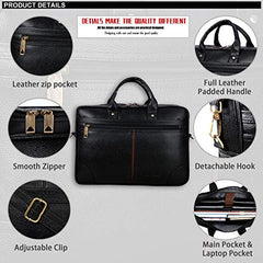 Hard Craft Vegan Leather Office Laptop Messenger and Shoulder Side Sling Hand Bag For Men Corporate Executive Briefcase Bag For Man Supports Laptop Upto 15.6 inches