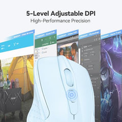 TECKNET Wireless Mouse, 2.4G Ergonomic Computer Mouse, 2600 DPI, Green