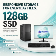 Shopeon Desktop Computer, Computer Set, Core i5, 8GB RAM, 128GB SSD, Windows 11, 20 Inch Monitor, Home Office PC