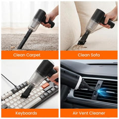 kitchen gizmo Portable 3-in-1 Car Vaccum Cleaner with Blower, USB Rechargeable, Black, Wireless Handheld Mini Design, Strong Suction, Washable HEPA Filter for Car, Home, Travel (Multi)