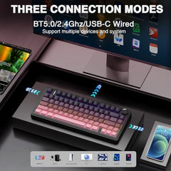 AULA F75 Pro Wireless Mechanical Keyboard,75% Hot Swappable Custom Keyboard,RGB Backlit,Pre-lubed Linear Switches,Side Printed PBT Keycaps Mechanical Gaming Keyboards,Gradient Purple