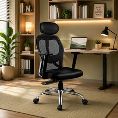 Oakcraft Matrix High-Back Ergonomic Mesh Office Chair with Height Adjustable Handrests & Tilt-Lock Mechanism — Breathable Mesh Back, 360° Swivel & Smooth Casters