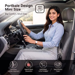 Grin Health Mini Back Support Cushion for Lumbar Support & Back Pain Relief, Backrest for Car Seat, Lower Back Cushion for Office Chair, Driving, Travel Backrest Pillow