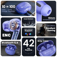 Wireless Bluetooth Earbuds with ENC Noise Cancellation, 40H Playtime, Fast Charging Case, IPX5 Waterproof, Touch Control, Deep Bass Stereo Earphones for Android & iOS