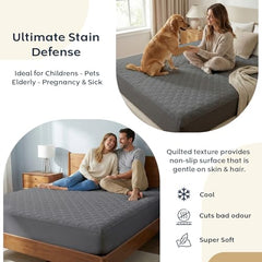 Ayka 100% Waterproof King Size 78x72 inch Cotton Quilted Mattress Protector Breathable Hypoallergenic Noiseless Ultra Soft Elastic Fitted Bed Protector Mattress/Bed Cover (Grey, King (78 * 72”))