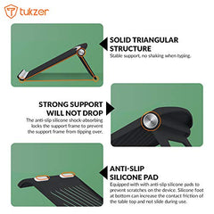 Tukzer Foldable Laptop & Tablet Stand Riser for Laptop/MacBook/Notebook Up to 15.6-Inches, with Multi-Angle Adjustment, Lightweight & Ergonomically Designed (Black)