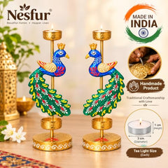 Festive Elegance Peacock Theme Decorative Tealight Stand | traditional handmade