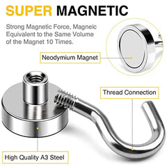 DIYMAG Magnetic Hooks 15pcs 30lbs Cruise Essentials 2026 Magnet Hook | Neodymium Heavy Duty Strong Magnets Hanging Ship Cabins Refrigerator Fridge Classroom Beach Vacation Kitchen Grills Home Tool