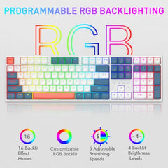 Redragon K668 RGB Gaming Keyboard, 104 Keys + Extra 4 Hotkeys Wired Mechanical Keyboard w/Sound Absorbing Foams, Upgraded Hot-swappable Socket, Mixed Color Keycaps, Red Switch