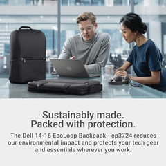 Dell EcoLoop Essential Laptop Backpack CP3724, 16in, 18L, Water Resistant | 400D Fabric, 100% Recycled Plastic, Dedicated Padded Laptop Sleeve, Daily Commute Ready