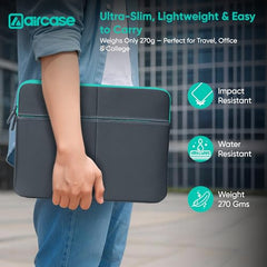 AirCase 6 Pocket Neoprene Laptop Sleeve for 13-15.6 Inch Laptops | Waterproof Laptop Cover Bag | Case with Charger & Accessory Pockets | All Brands & Chromebooks | Grey