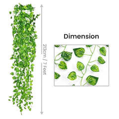 Go Hooked Artificial Hanging Creeper for Home Décor (Pack of 8, 6 Ft) | Money Plant Leaf Garland with 30 Leaves Each | Plastic Decorative Creeper for Balcony, Walls, Garden Decoration