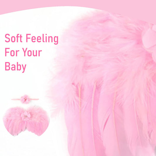 SYGA Newborn Kids Feather Wing Angel Baby Wings with Headband Infants Photography Props Photography Accessories (Pink)