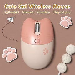 Lomiluskr Cute Cat Wireless Mouse, Lightweight Soundless Mice, 2.4G Wireless Mice, Candy Colors, Kawaii Mouse for Girls and Kids (Purple)