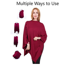 MOMISY Nursing Cover Scarf For Breastfeeding-Multi Use-Nursing Blanket-Poncho Style With Buttons-Stretchy Baby Car Seat Canopy-Elegant Shawl,1 Count