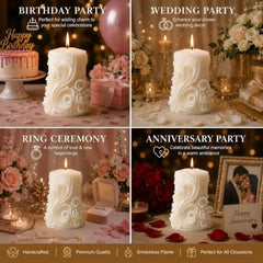 Decorative Fragrance Candle with Raised 3D Ivory Swirl Pillar Artwork | Long Burning Scented Candle for Home Décor, Living Room, Bedroom, Meditation Space, Table Decoration & Gift