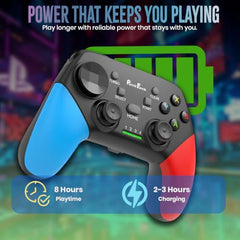 PunnkFunnk Gaming Controller Lite Wireless Bluetooth Gamepad for Android, iOS, PC & Smart TV with Turbo Function, Ergonomic Grip, Rechargeable Battery (X1 Pro Wired)