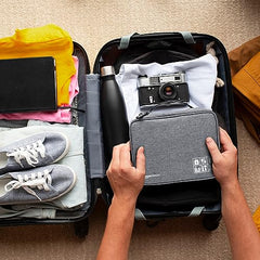 Amazon Basics Travel Organiser for Electronic Accessories, Flexible Padded Dividers, Waterproof, Foam Padding, for Cables, Chargers, Hard Disk, Power Bank (Grey)