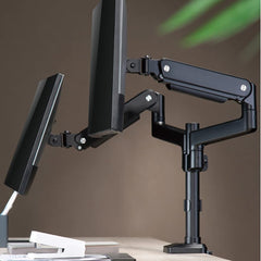 SYGA Monitor Stand Arm Desk Mount Fully Height Adjustable Bracket with C-Clamp & Gronment 180 Tilt Rotation Supports 16 to 31 Inch Monitors and TV (DualArm Black)