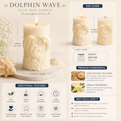 Decorative Fragrance Candle with Raised 3D Ivory Swirl Pillar Artwork | Long Burning Scented Candle for Home Décor, Living Room, Bedroom, Meditation Space, Table Decoration & Gift