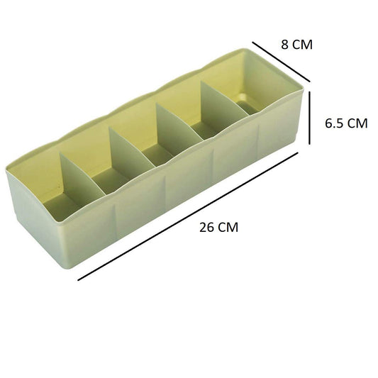 SYGA Green 5 Grid Multi Function Desktop Storage Box Deep Desk Drawer Organizer Tray(Set of Three)