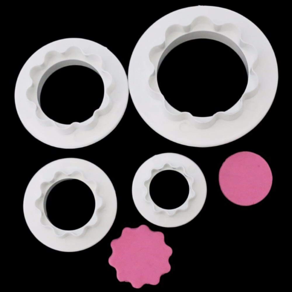 SYGA 4 Pcs Two Side Round Cookie Cutters,Biscuit Cutters and Fondant Cake Cutters