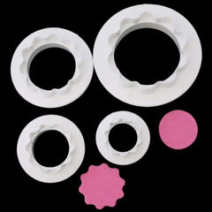 SYGA 4 Pcs Two Side Round Cookie Cutters,Biscuit Cutters and Fondant Cake Cutters