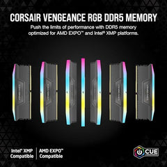 CORSAIR Vengeance RGB DDR5 32GB (2 x 16GB) 6000MHz CL38-44-44-96 1.35V Intel XMP 3.0 AMD Expo Computer Desktop Memory – Gray