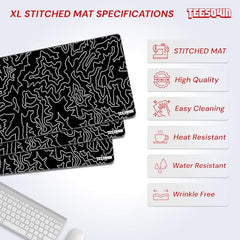 White Topographical XXL Gaming Deskmat 900x450mm – Extended Mousepad for PC
