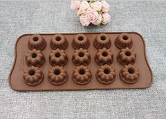 SYGA Silicone Sunflowers & Jelly Shape Chocolate Jelly Candy Mold, Cake Baking Mold, 15-Cavity Bakeware Mould, Brown