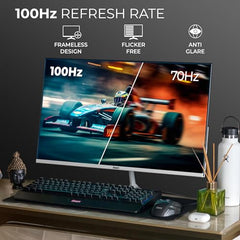 Foxin 24 Inch FHD Flat LED Monitor 1920x1080 Pixel Elite Series | Flat Panel, HDMI & VGA Port, 100Hz Refresh Rate, Frameless, Slim Bezel, Wall Mountable, 16.7 M Colors | 3 Years Warranty | White