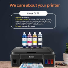 Needle GI 71 Compatible Refill Ink | Made in India | (CMYK 4x1 KG with EazyFill Cap) for Canon Pixma G1020 G2020 G3020 G2060 G3060 G1737 G2770 G3770 G4770 G1730 G2730 G3730 Printers