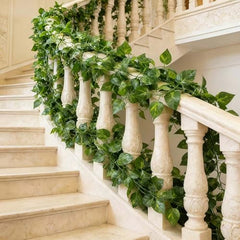 Go Hooked Artificial Hanging Creeper for Home Décor (Pack of 8, 6 Ft) | Money Plant Leaf Garland with 30 Leaves Each | Plastic Decorative Creeper for Balcony, Walls, Garden Decoration