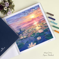 MENORAH - Artist Square Sketch Book - 180 GSM - Square Drawing Book - (100 Pages/50 Sheets) - Hard Metal Spiral Bound - (15.0 cm x 15.0 cm) - Pink