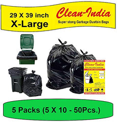 Clean India - Plastic Garbage Bags|6 Packs Of 30 Pcs | 19X21 Medium Disposable Garbage Trash Waste Dustbin Bags Of 54Cm X 48Cm (Ci19210008) - 180 Count