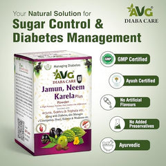 AVG Health Organics Diaba Care Karela Jamun Neem Powder 200g | Pack of 4 | Diabetes Control Ayurvedic Supplement with Arjuna, Gokhru & Triphala | Helps in Relieving Constipation | AYUSH & GMP Certified