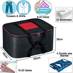 Storite 2 Pack Moisture Proof Nylon Underbed Storage Bag For Clothes Large | (54 x 46 x 28 cm) - BlackRed, Rectangular