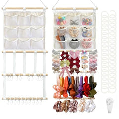 HASTHIP Hair Clip Organizer, 3-Layer Wall Hanging, Large Capacity, Pink