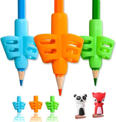 SYGA Pencil Gripper for Kids Handwriting, 5pcs(3 Pencil Grips + 2 Clips) Silicone Ergonomic Pen Writing Aid Grip Set Posture Correction Tool for Kids, Preschoolers, Adults, Lefty or Righty, Toodlers